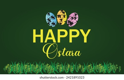 Happy Ostara Schöner Text mit Eiergrafik Design