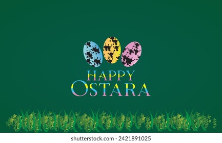 Happy Ostara Schöner Text mit Eiergrafik Design