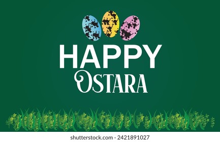 Happy Ostara Schöner Text mit Eiergrafik Design