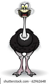 Happy Ostrich Cute Ostrich isolated on white. Separated into layers for easy editing.