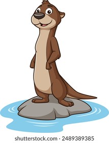 Happy otter character vector illustration