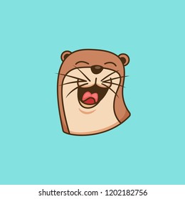 Happy otter logo icon symbol illustration