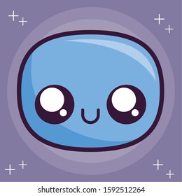 happy oval cartoon design, Kawaii expression cute character funny and emoticon theme Vector illustration