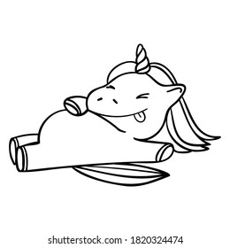 happy overeat unicorn on the white background