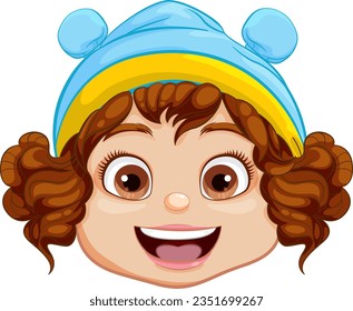 A happy, overweight girl wearing a cozy winter beanie hat