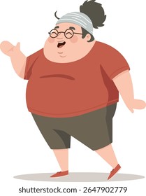 Happy Overweight Woman Character Illustration