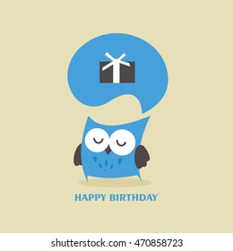 happy owl birthday card design. vector illustration