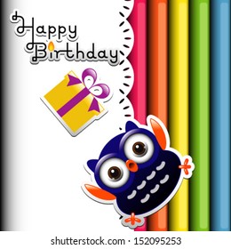 happy owl birthday party invitation card 