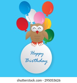 happy owl birthday party invitation card