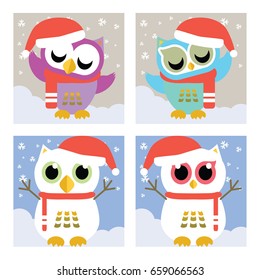 Happy Owl at Christmas Time