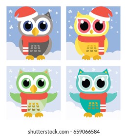 Happy Owl at Christmas Time