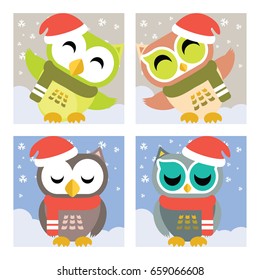 Happy Owl at Christmas Time