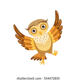 Happy Owl Cute Cartoon Character Emoji With Forest Bird Showing Human Emotions And Behavior