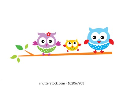 happy owl family