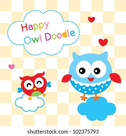 happy owl family card