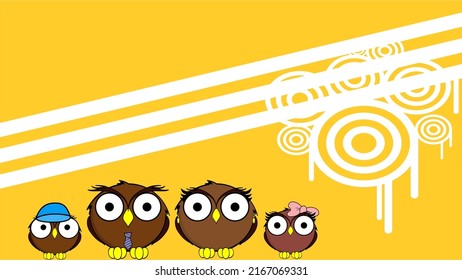 happy owl family cartoon background illustration in vector format