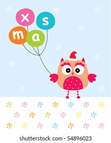 happy owl xmas doodle