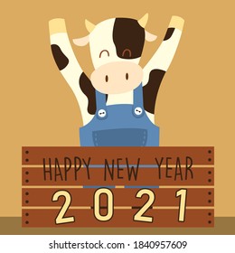 Happy ox for new year 2021, year of ox.