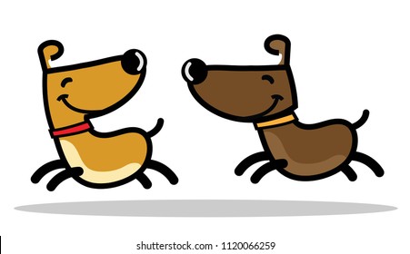 happy pack of dogs running free