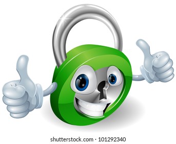 Happy padlock security concept mascot illustration