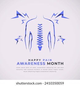 Happy Pain Awareness Month Paper cut style Vector Design Illustration for Background, Poster, Banner, Advertising, Greeting Card