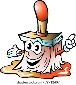 Happy Paint Brush Mascot