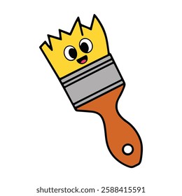 Happy paint brush mascot illustration with a cheerful smile and playful expression. Perfect for creative themes, art related designs, and workspace illustrations. Vector illustration.