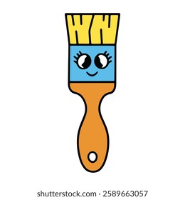 Happy paint brush mascot illustration with a cheerful smile and playful expression. for creative themes, art related designs, and workspace illustrations. Vector illustration.