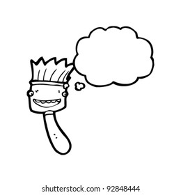 happy paint brush with thought bubble