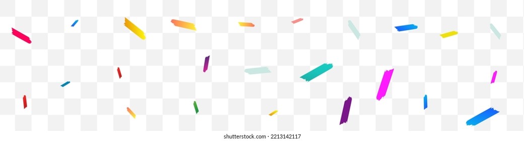 Happy Paint Christmas Vector Transparent Panoramic Background. Invitation Smear Invitation. Top Confetti Illustration. Color Dust Celebration Banner.