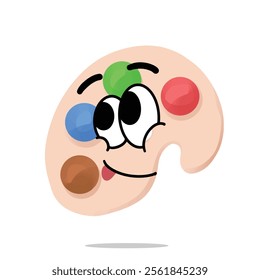 happy paint tray mascot illustration for design. cute and playful concept. artwork, workspace, tools, artist, creative, and painting themes