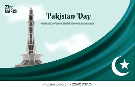 Happy pakistan day March 23 background for greeting card, poster and banner vector illustration