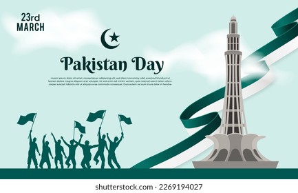 Happy pakistan day March 23 background for greeting card, poster and banner vector illustration