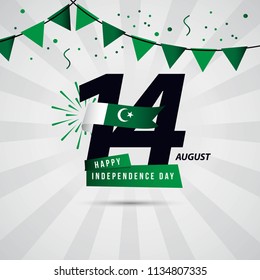 Happy Pakistan Independence Day 14 August Vector Template Design