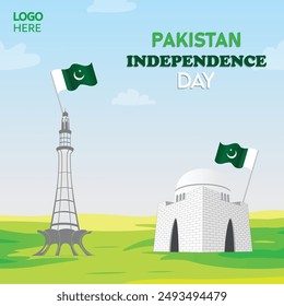 happy pakistan independence day 14 august poster vector illustration.