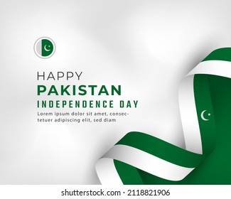 Happy Pakistan Independence Day August 14th Celebration Vector Design Illustration. Template for Poster, Banner, Advertising, Greeting Card or Print Design Element