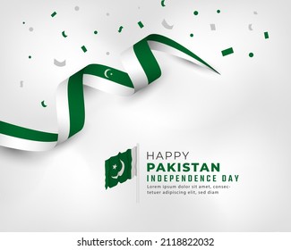 Happy Pakistan Independence Day August 14th Celebration Vector Design Illustration. Template for Poster, Banner, Advertising, Greeting Card or Print Design Element