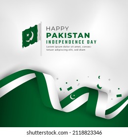 Happy Pakistan Independence Day August 14th Celebration Vector Design Illustration. Template for Poster, Banner, Advertising, Greeting Card or Print Design Element