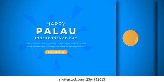 Happy Palau Independence Day Design Paper Cut Shapes Background Illustration for Poster, Banner, Advertising, Greeting Card