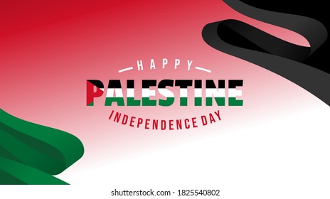 Happy Palestine Independence Day design with Palestine flag background design.