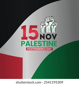 Happy Palestine independence day post. Palestine Independence Day typography design. Celebrating independence day. 15 November. Save Palestine, Palestine flag. Social media post, vector illustration