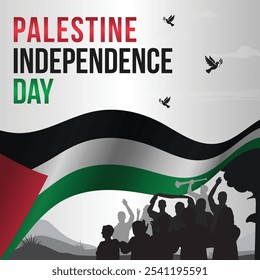 Happy Palestine independence day post. Palestine Independence Day typography design. Celebrating independence day. 15 November. Save Palestine, Palestine flag. Social media post, vector illustration