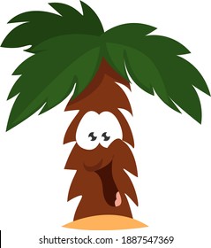 Happy palm tree , illustration, vector on white background