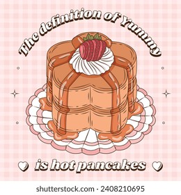 Happy pancake day. pancake day background. National Pancake Day. Cartoon Vector illustration design Template for Poster, Banner, Flyer, Card, Post, Cover. Pancakes stack with berries or honey.