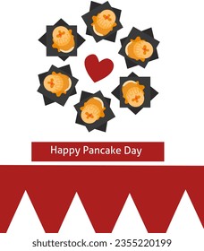 Happy Pancake Day banner with hearts