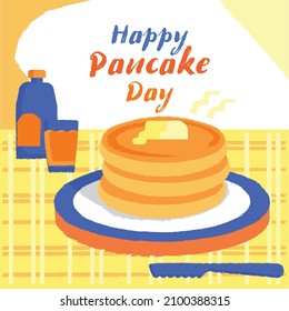 happy pancake day with fresh pancake on dinning table  illustration