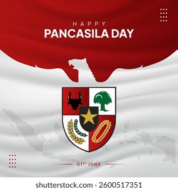 Happy Pancasila Day 1st June of Indonesia ideology with Pancasila illustration