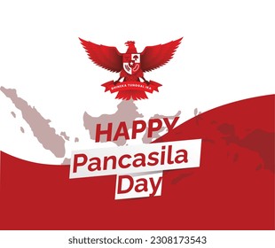 Happy Pancasila Day Banner With red and with combination
