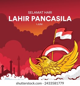 Happy Pancasila Day Banner Template for Social Media.  Translation: Selamat Hari Lahir Pancasila svg