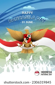 Happy Pancasila Day poster Banner Template.
The Day of Birth of Pancasila Vector Illustration. svg
